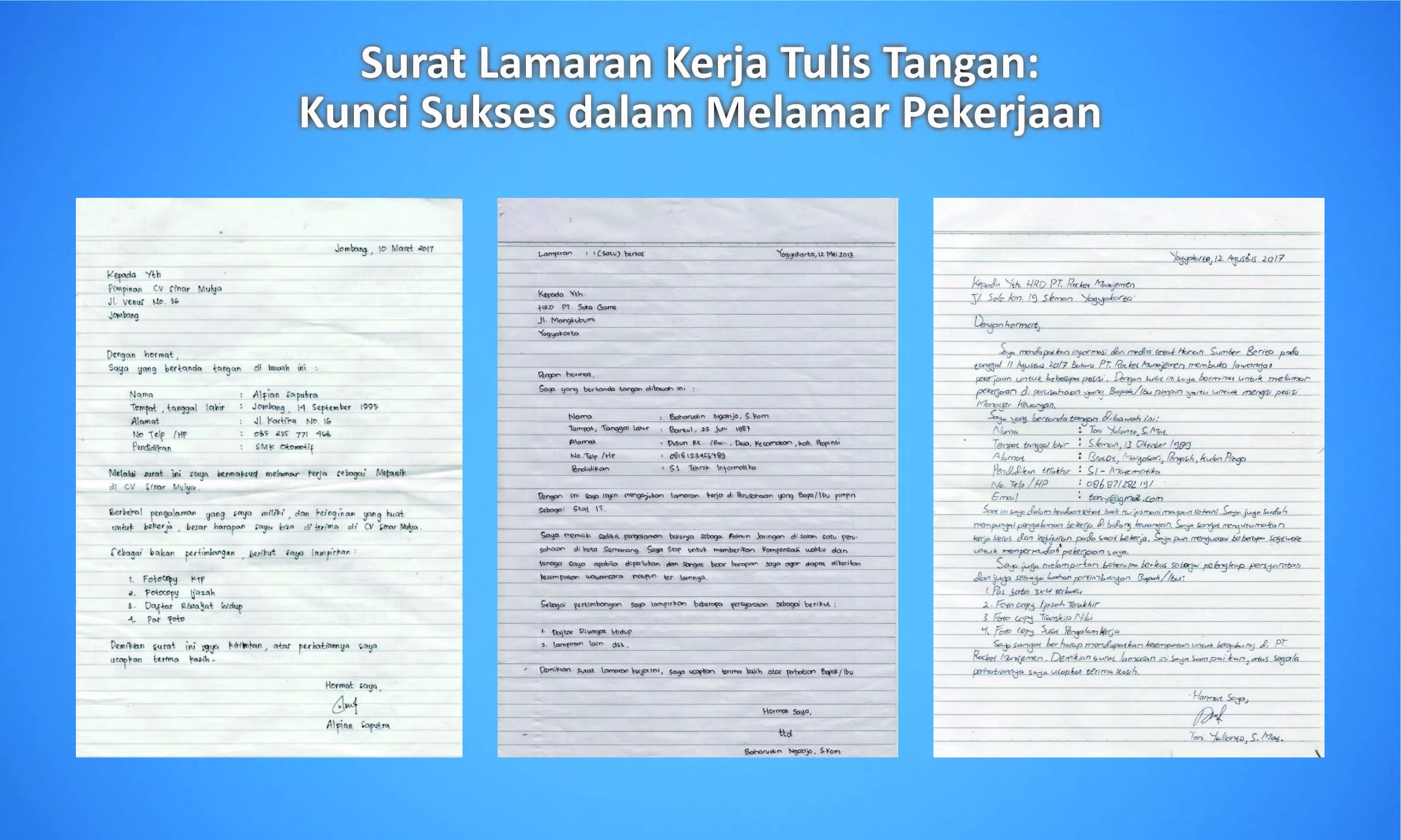 Surat Lamaran Kerja Tulis Tangan